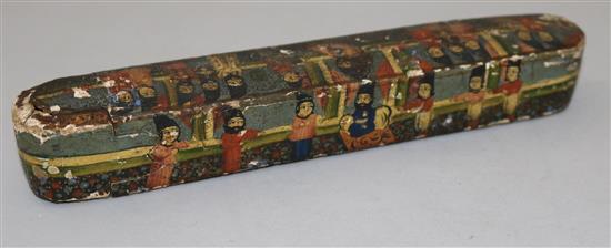 A 19th century Persian papier mache scribes case, 9in.